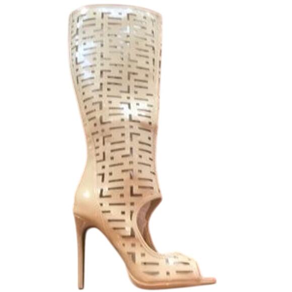 Athena Marion Beige Patent Boot 6.5 - Picture 1 of 4